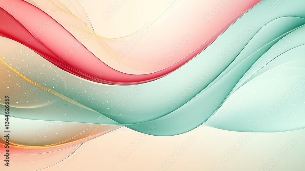 Fototapeta premium Elegant Wave Abstract Red, Teal and Gold Lines, Background ,Modern Art