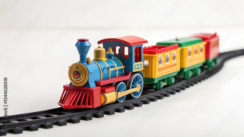 Naklejka premium Colorful Toy Train on White Background
