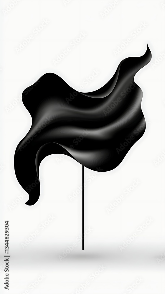 Fototapeta premium Black Fabric Flag with Abstract Wave.