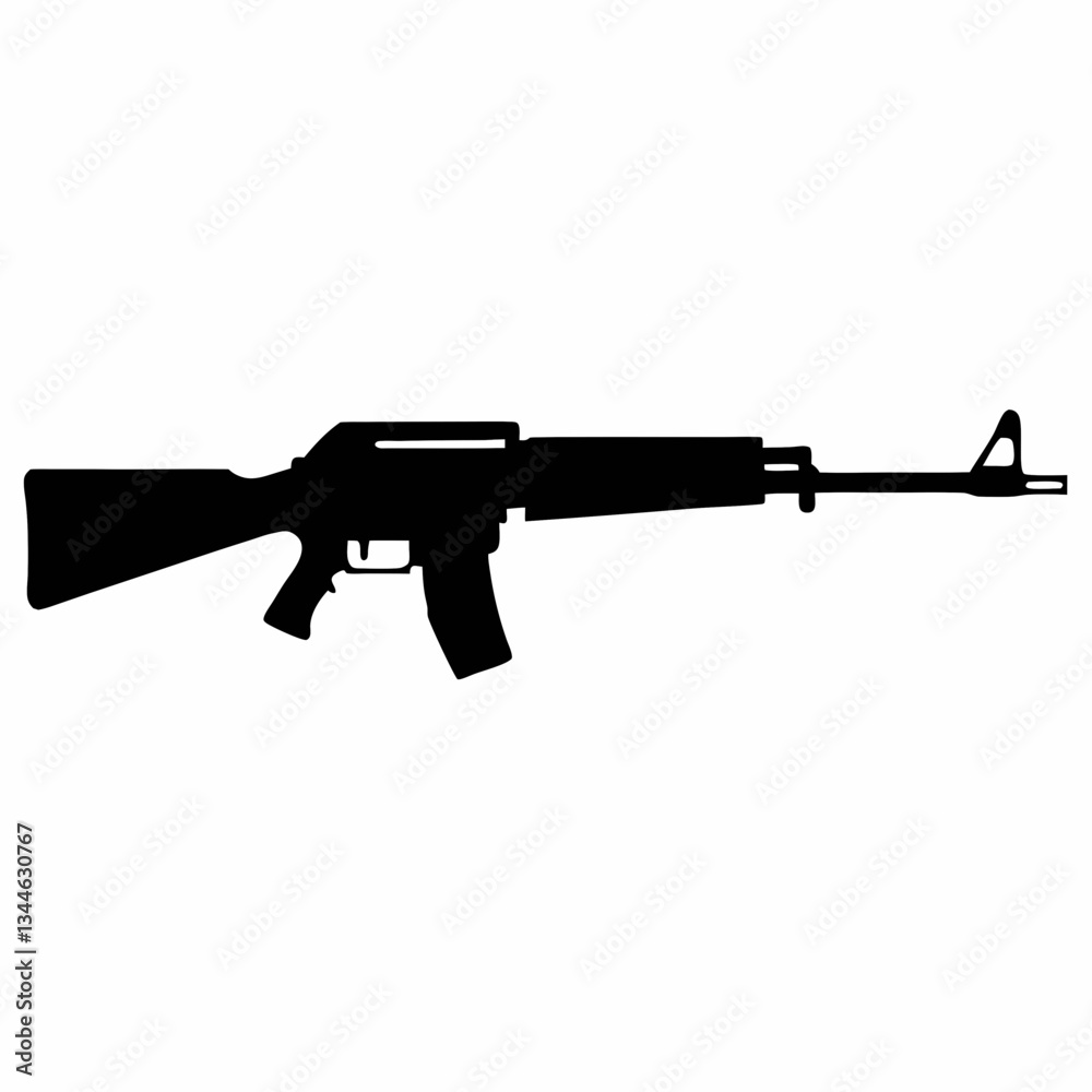 Naklejka premium Isolated assault rifle vector on white background