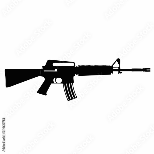 Isolated assault rifle vector on white background