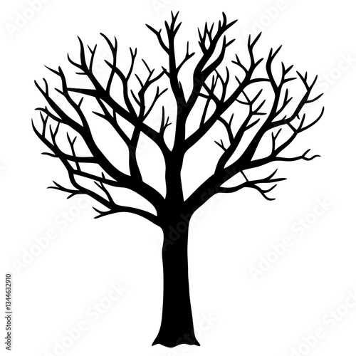 Silhouette of a tree with leaves in a vector style representing nature and the changing seasons