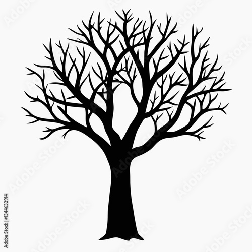 Silhouette of a tree with leaves in a vector style representing nature and the changing seasons