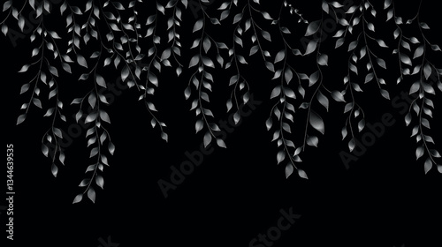 Abstract floral backround. Black and white gradient