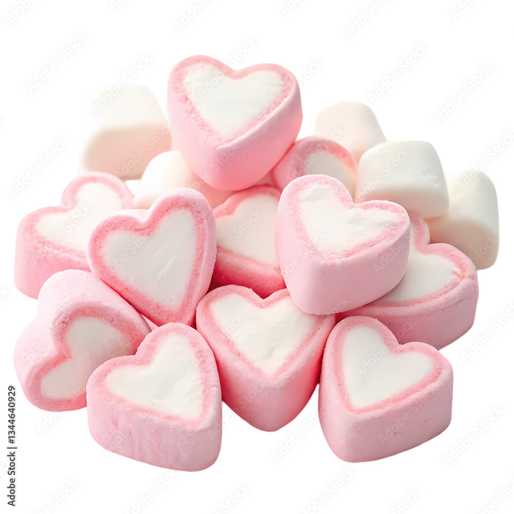 Fototapeta premium Pink Heart Marshmallows: Candy Background