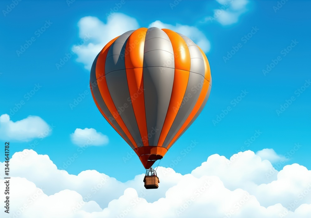 Fototapeta premium Colorful hot air balloon soaring through a bright blue sky
