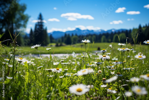 Behold, a picturesque vista where vast expanse of a verdant meadow, with its tranquil ambiance and boundless horizons, bestows upon beholder a profound sense of liberation and communion with natural w
