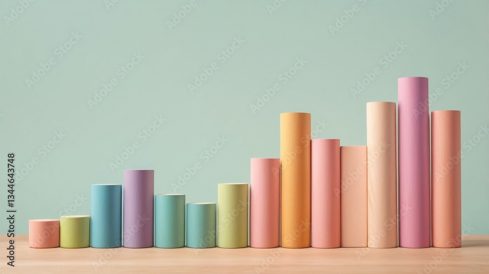 Minimalist Business Concept: Wooden Pastel Bar Chart Blocks Minimalist Business Concept: Wooden Pastel Bar Chart Blocks