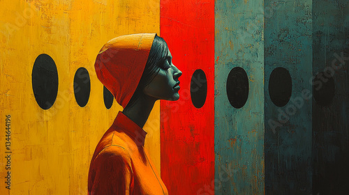 Portrait with colorful backrground