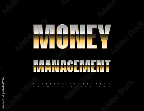 Vector Financial logo Money Management. Fashion Gold Font. Modern Elite Alphabet Letters and Numbers