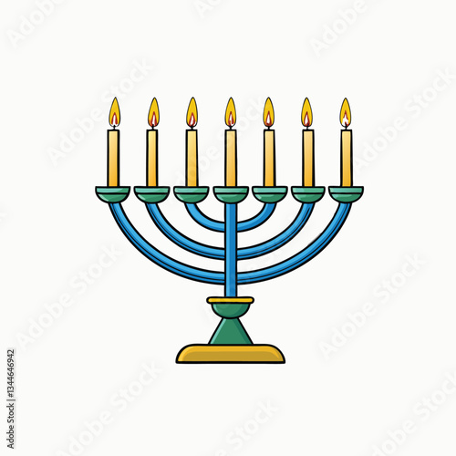 Beautiful hanukkah menorah. Jewish religious symbol menorah isolated on white background.