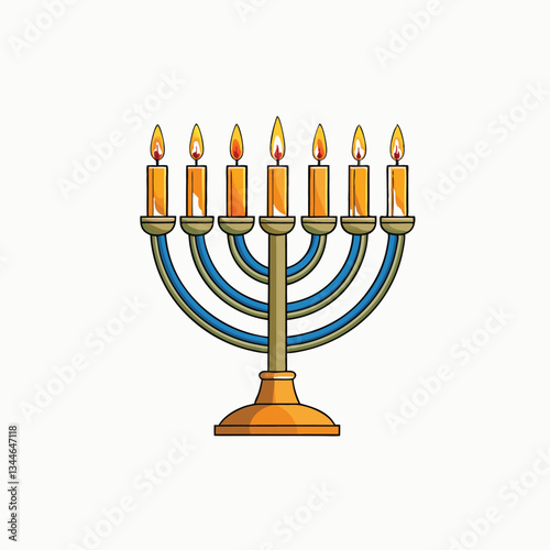 Beautiful hanukkah menorah. Jewish religious symbol menorah isolated on white background.