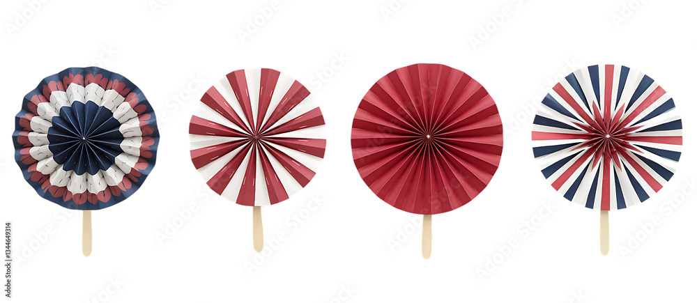 patriotic paper fans, isolated