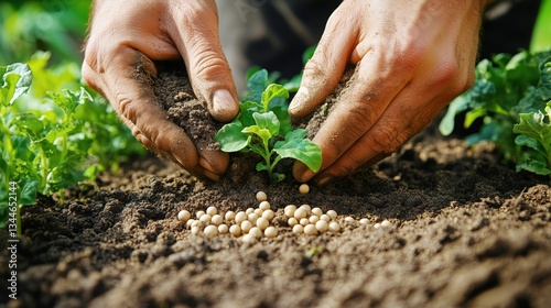 Planting Seeds in Rich Soil While Nurturing Young Seedlings in a Garden