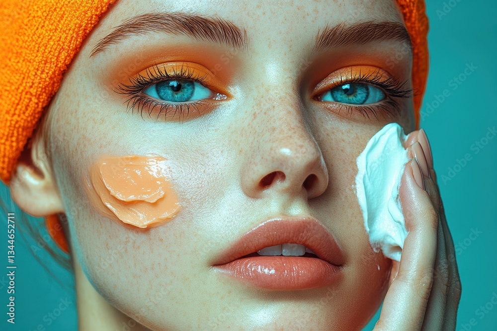 Fototapeta premium Graphic layouts showcasing female beauty products and skincare routines for advertising campaigns