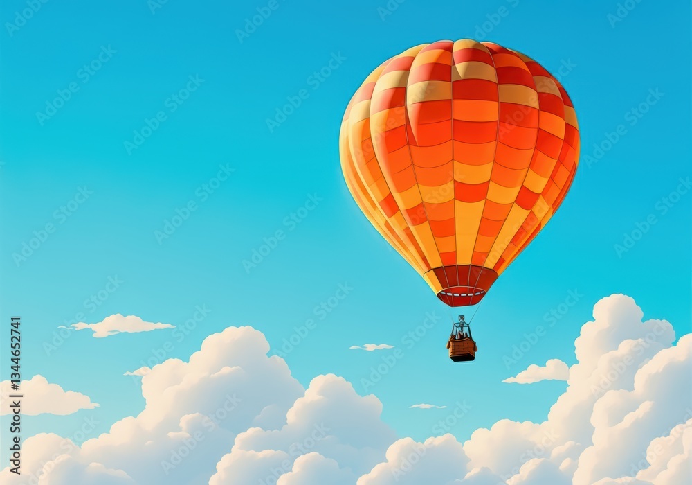 Fototapeta premium Colorful hot air balloon soaring through a bright blue sky
