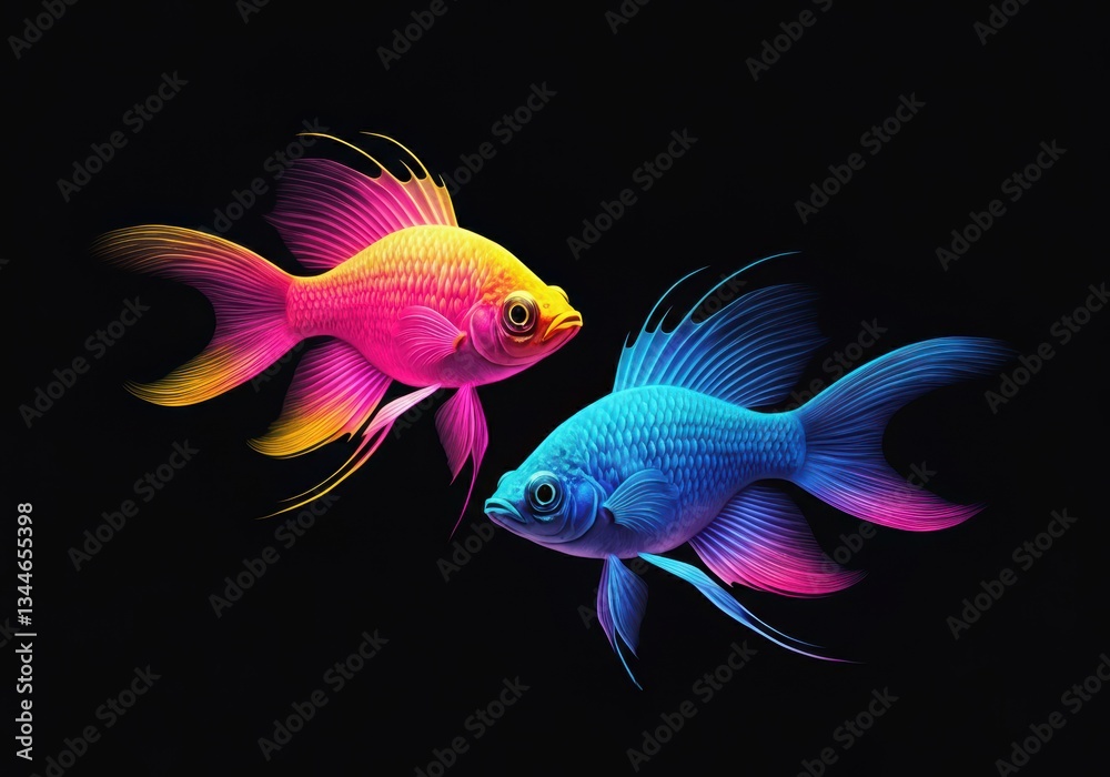 Fototapeta premium Colorful goldfish swimming gracefully in a dark background
