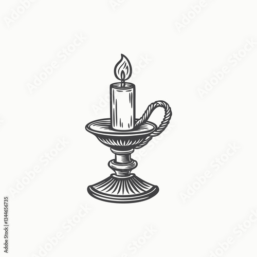 Silhouette of Candle Holder vector illustration. Vintage Candlestick. Vector Hand Drawn Illustration Isolated On Transparent Background