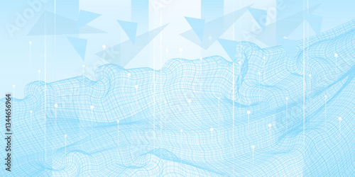 Abstract white wavy glowing lines on a blue background. Futuristic digital high-technology pattern. Health Care concept. Vector illustration