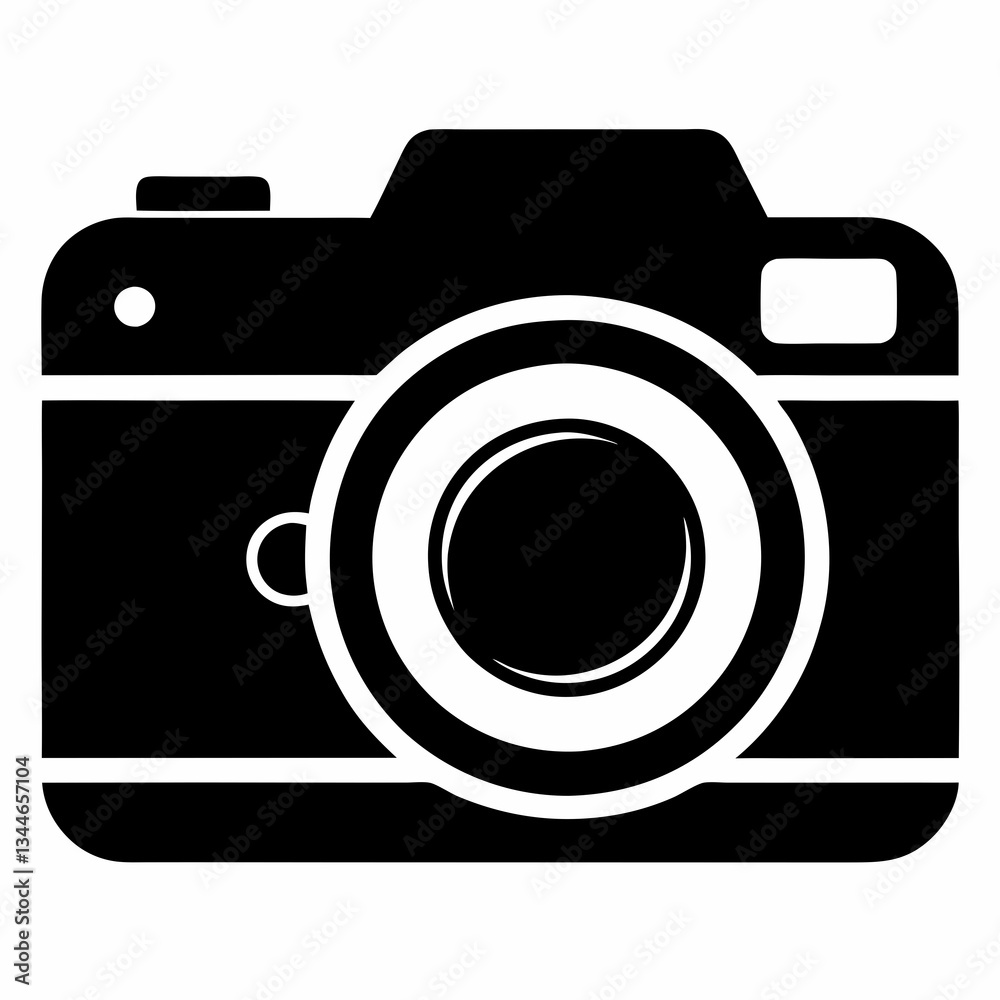 Minimalist Camera Silhouette Vector on White Background Minimalist Camera Silhouette Vector on White Background