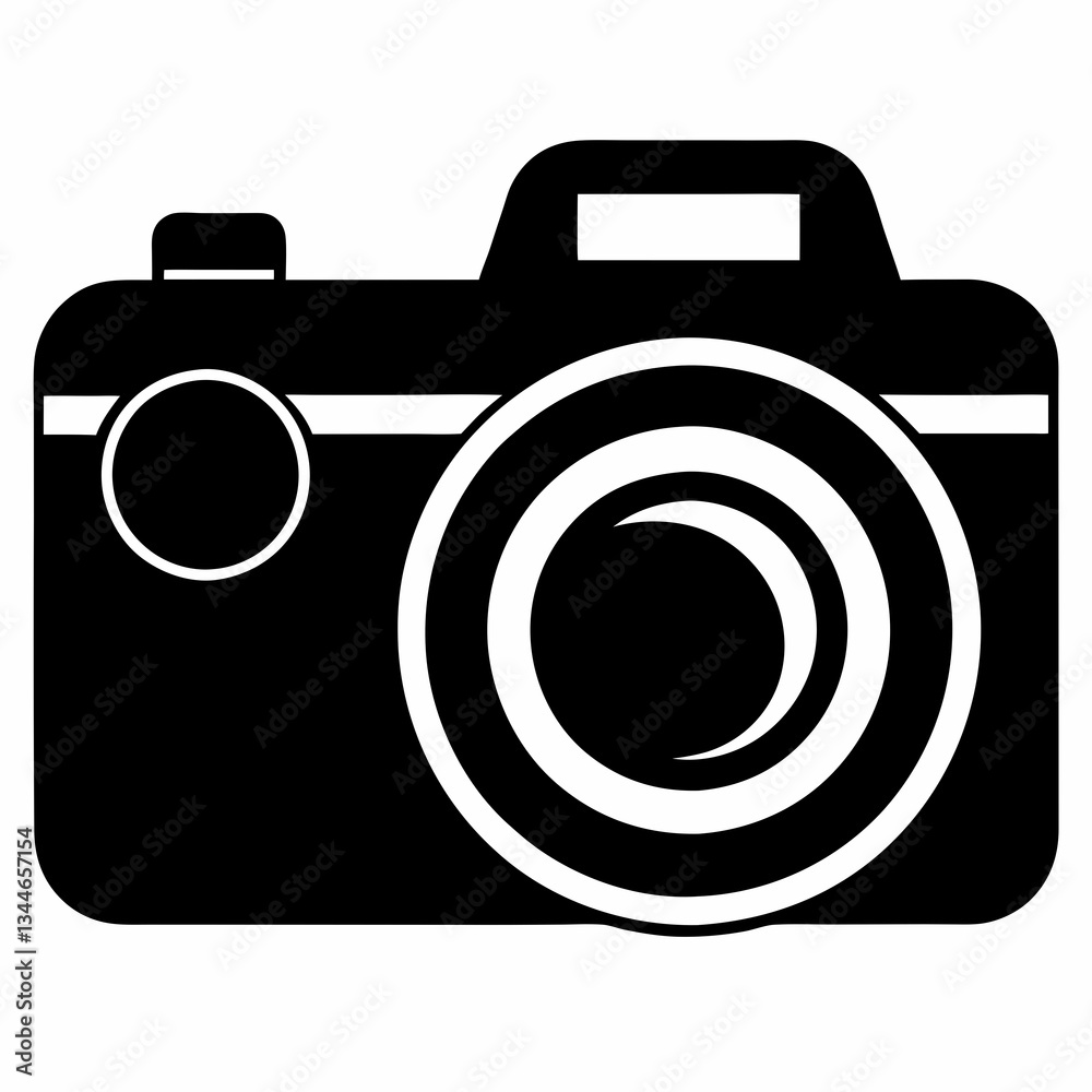 Minimalist Camera Silhouette Vector on White Background Minimalist Camera Silhouette Vector on White Background