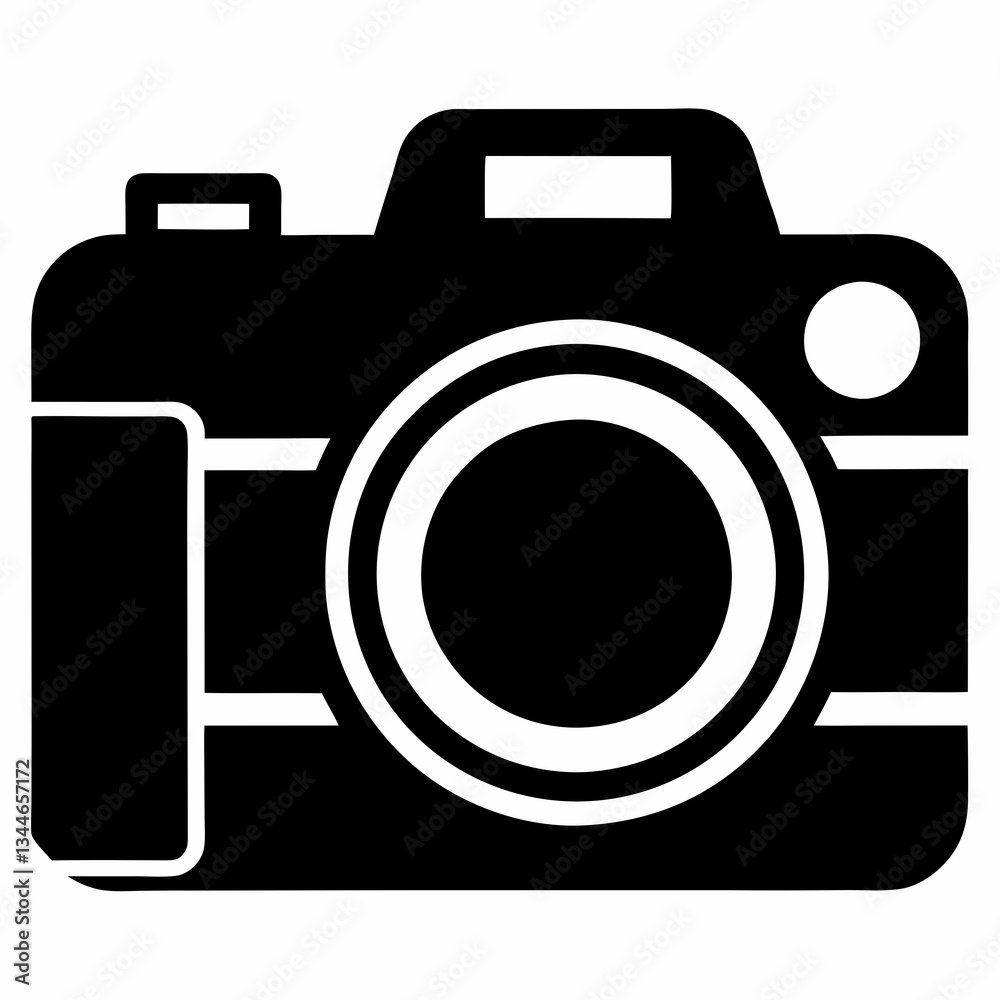 Minimalist Camera Silhouette Vector on White Background Minimalist Camera Silhouette Vector on White Background
