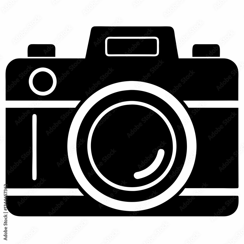 Minimalist Camera Silhouette Vector on White Background Minimalist Camera Silhouette Vector on White Background