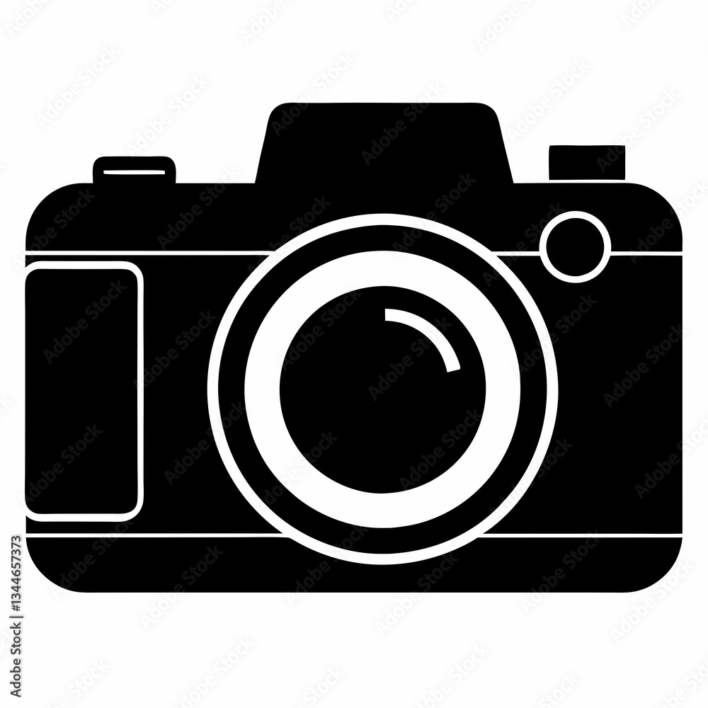 Minimalist Camera Silhouette Vector on White Background Minimalist Camera Silhouette Vector on White Background