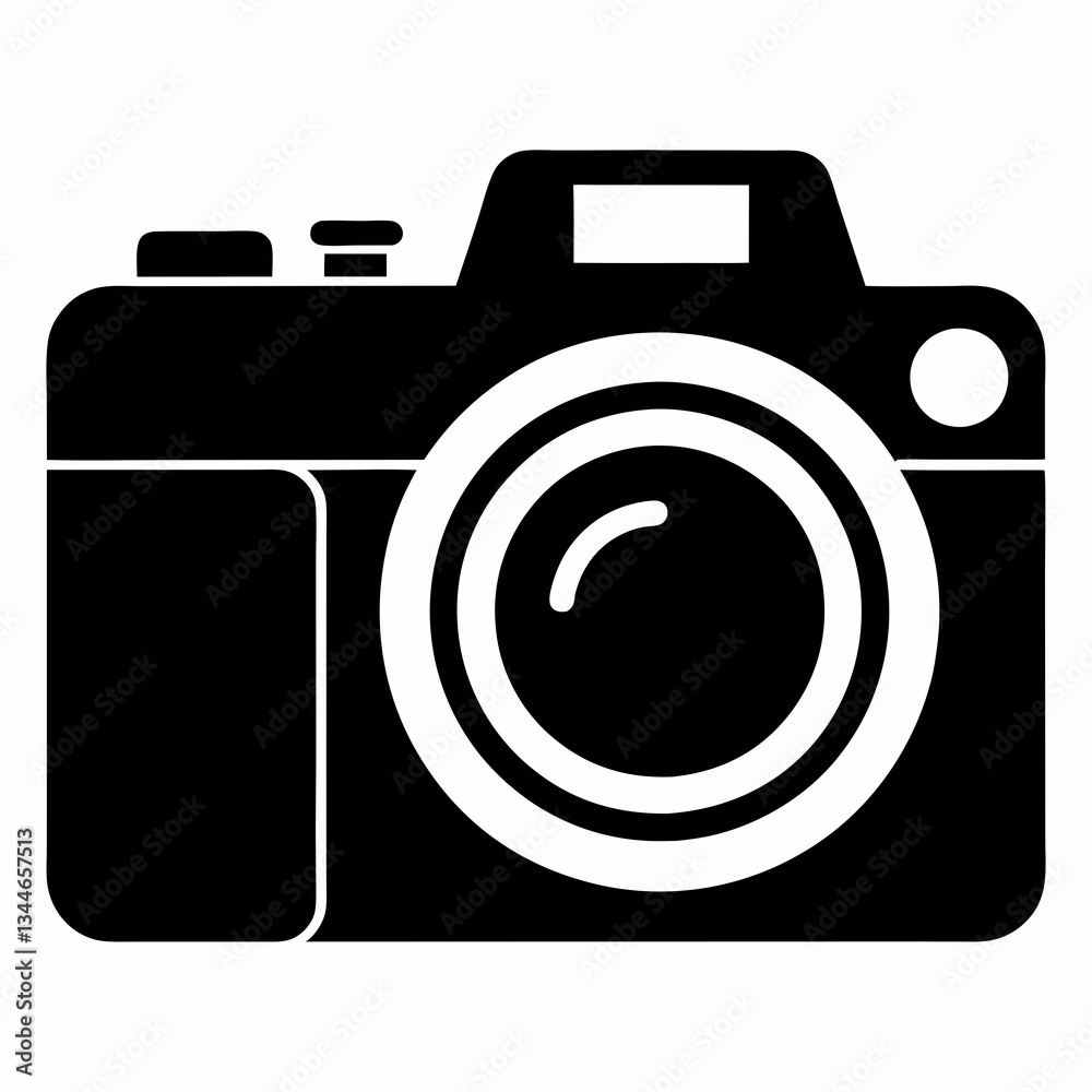 Minimalist Camera Silhouette Vector on White Background Minimalist Camera Silhouette Vector on White Background