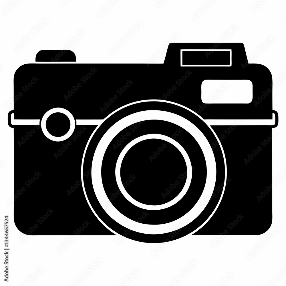 Minimalist Camera Silhouette Vector on White Background Minimalist Camera Silhouette Vector on White Background