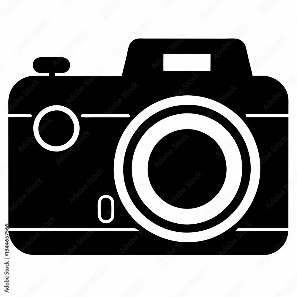 Minimalist Camera Silhouette Vector on White Background Minimalist Camera Silhouette Vector on White Background