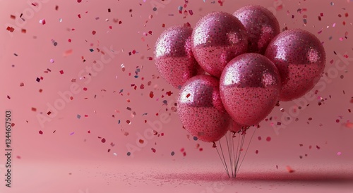 Celebrate With Sparkling Pink Balloons and Vibrant Confetti for Festive Occas...