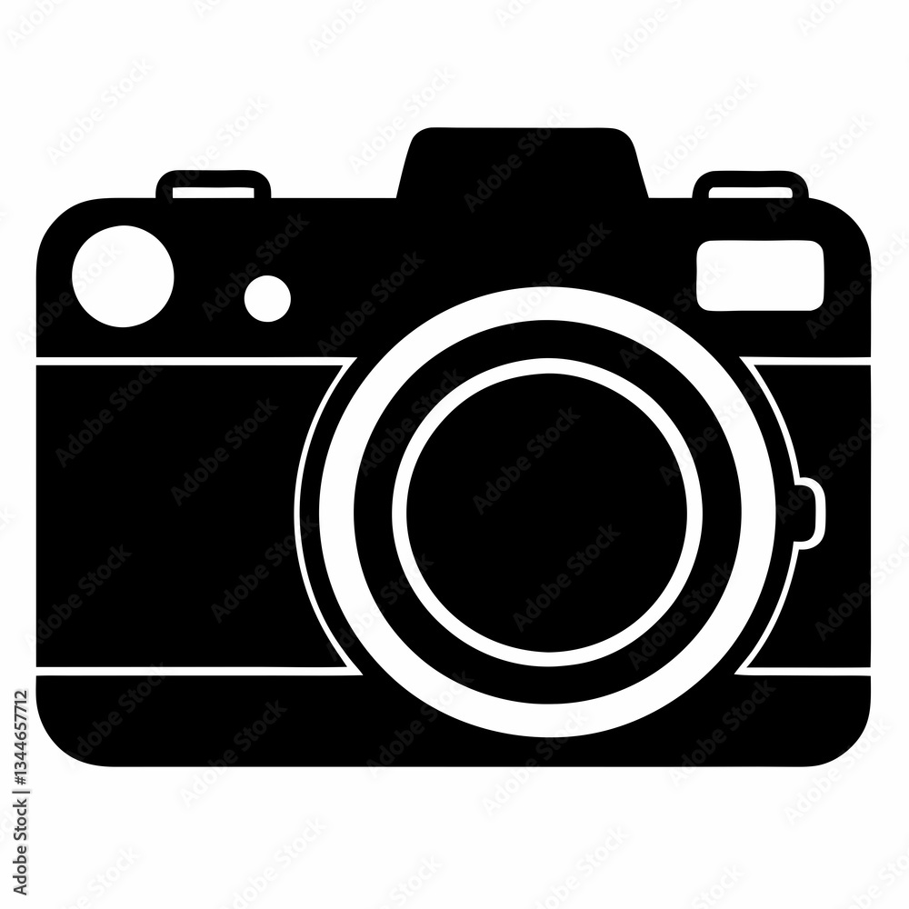 Minimalist Camera Silhouette Vector on White Background Minimalist Camera Silhouette Vector on White Background