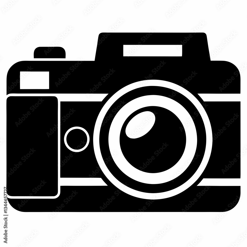 Minimalist Camera Silhouette Vector on White Background Minimalist Camera Silhouette Vector on White Background