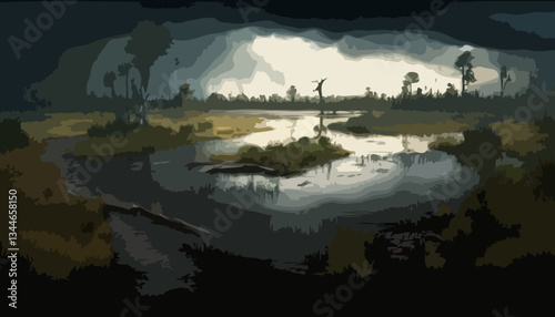 Stormy swamp