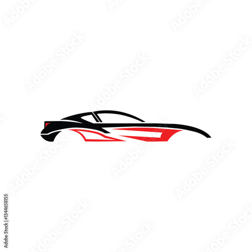 red racing car simple logo illustration 