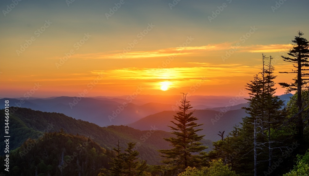 Naklejka premium sunset over the mountains