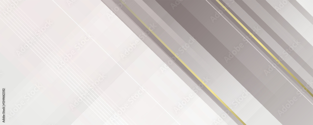 Obraz premium White luxury abstract background with golden lines and shadows. Premium vector illustration