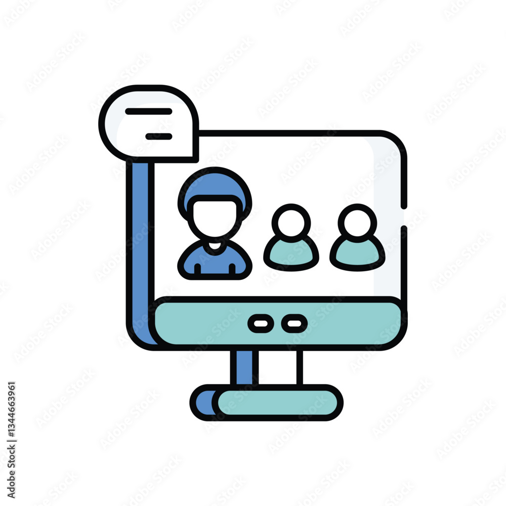 Online Meeting vector icon stock illustration Online Meeting vector icon stock illustration