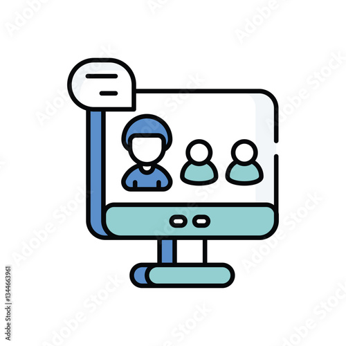 Online Meeting vector icon stock illustration