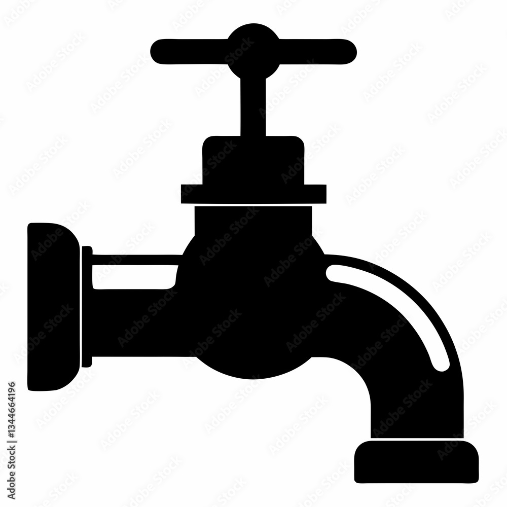 Pipe Tap Silhouette Vector on White Background Pipe Tap Silhouette Vector on White Background