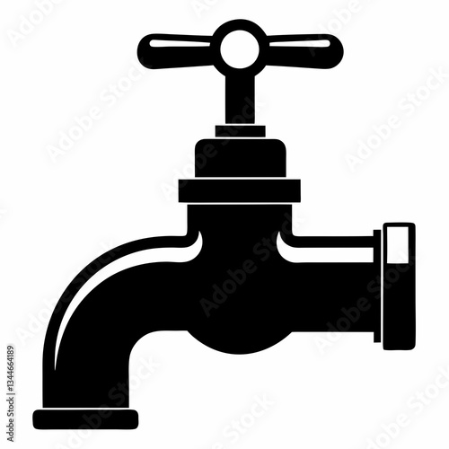 Pipe Tap Silhouette Vector on White Background