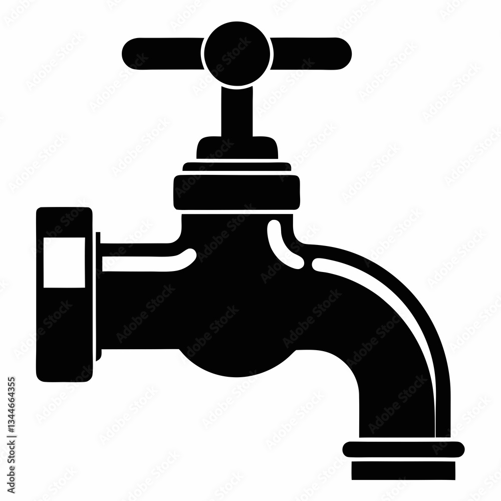 Pipe Tap Silhouette Vector on White Background Pipe Tap Silhouette Vector on White Background