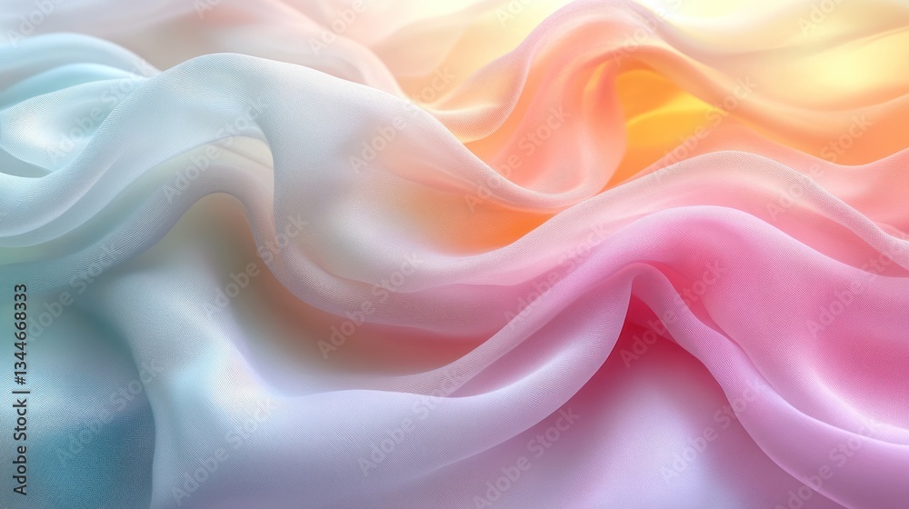 Obraz premium Soft pastel rainbow fabric waves.