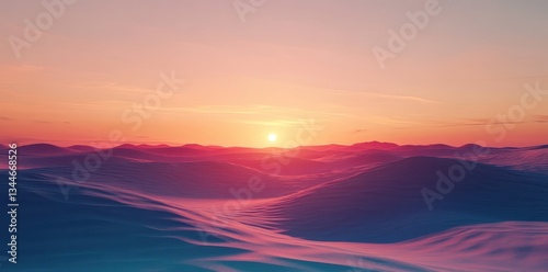 A beautiful landscape of rolling hills illuminated by the sunset