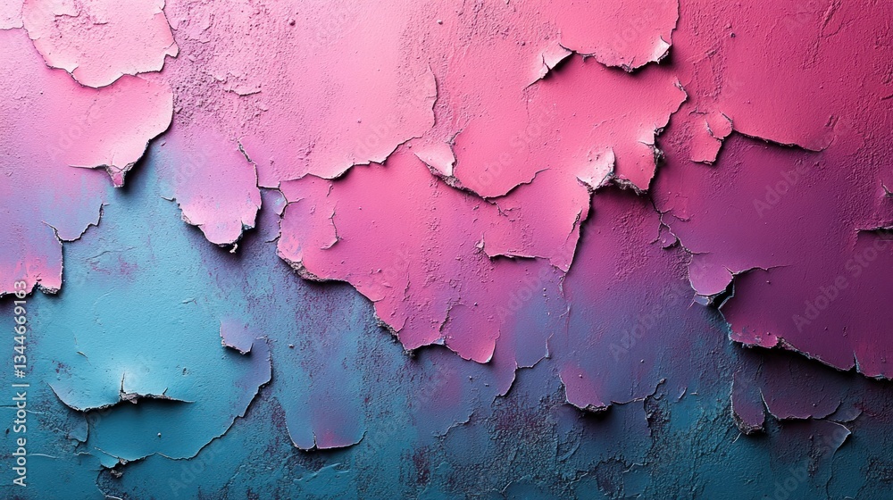 Obraz premium Abstract pink and blue cracked paint texture background.