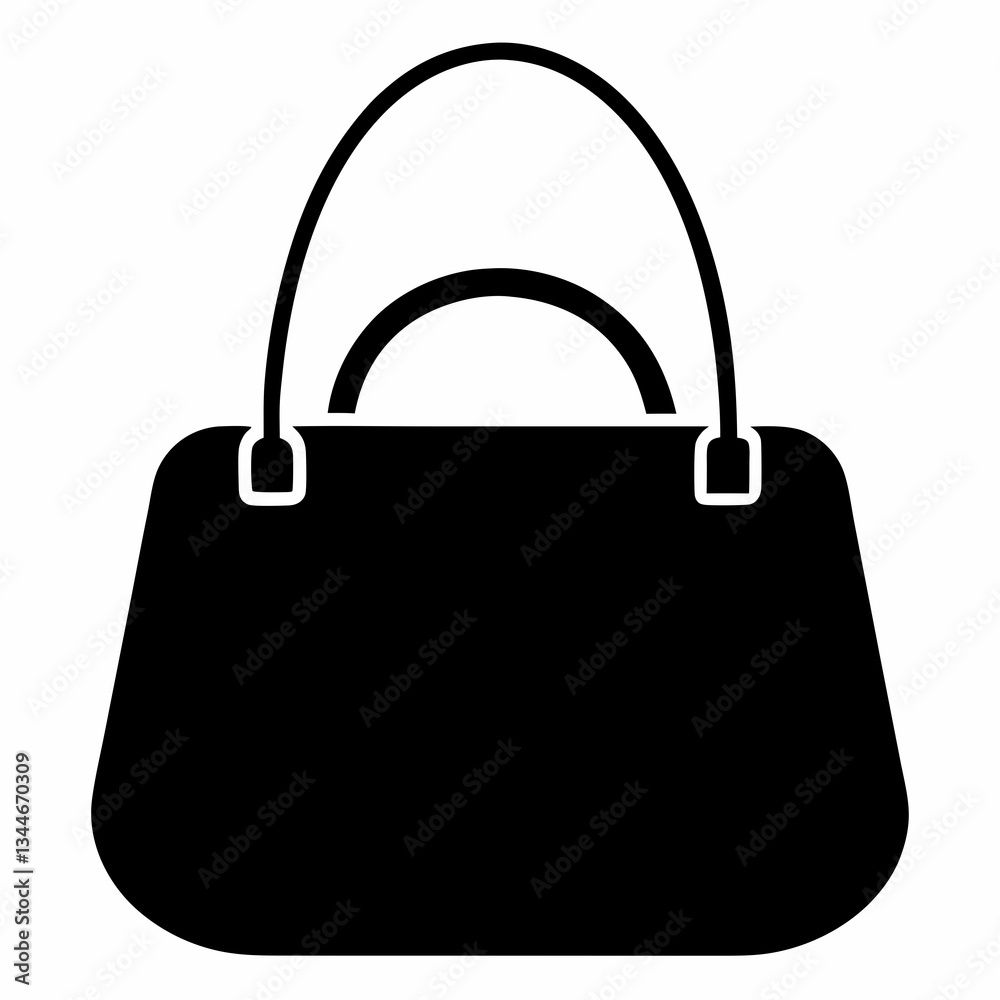 Minimalist Handbag Black Silhouette on White Vector