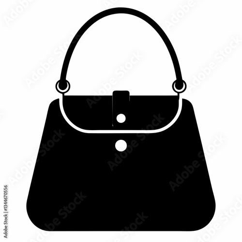 Minimalist Handbag Black Silhouette on White Vector
