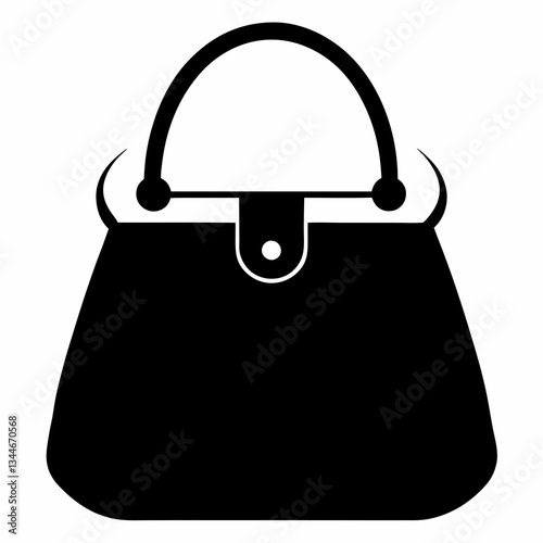 Minimalist Handbag Black Silhouette on White Vector