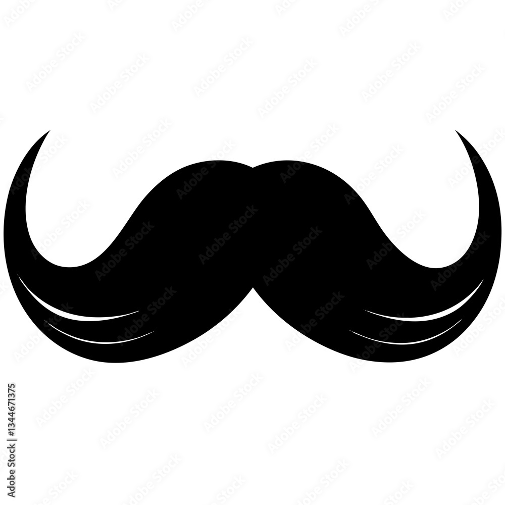 Obraz premium mustache black silhouette vector, Simple silhouette Design vector icon with white background. Man mustache silhouette